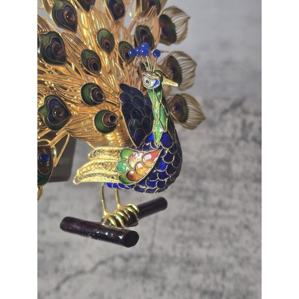 DILLARD'S "TRIMMINGS" COLLECTIBLE CLOISONNE PEACOCK Christmas ORNAMENT - Picture 10 of 12